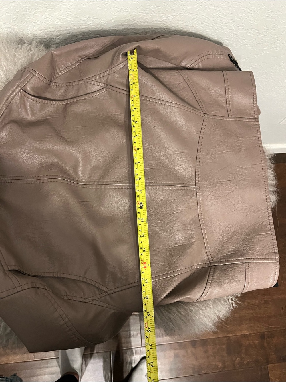 Blank NYC Taupe Leather Moto Jacket with Hooded Liner the Hoodie is detachable. - Picture 5 of 6
